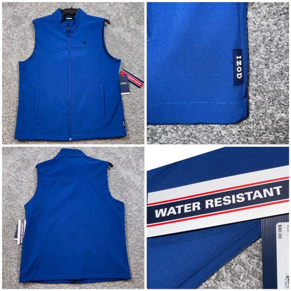 Izod Other - IZOD Men Water Resistant Softshell Vest Cobalt Blue Full Zip Outerwear XL NEW